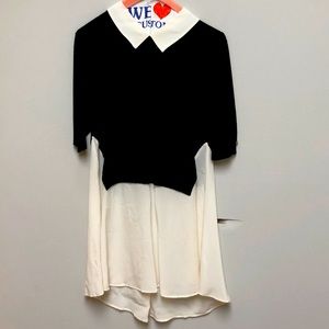 Elisabetta franchise Peter Pan collar silk and wool tunic top new size 42 small